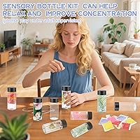 Vista 6 de 16 Pcs Empty Sensory Bottles Kits, 300 ml Leakproof Clear Plastic Sensory Bottles with Lids with Sequins Accessories, Reusable Water Bottles for