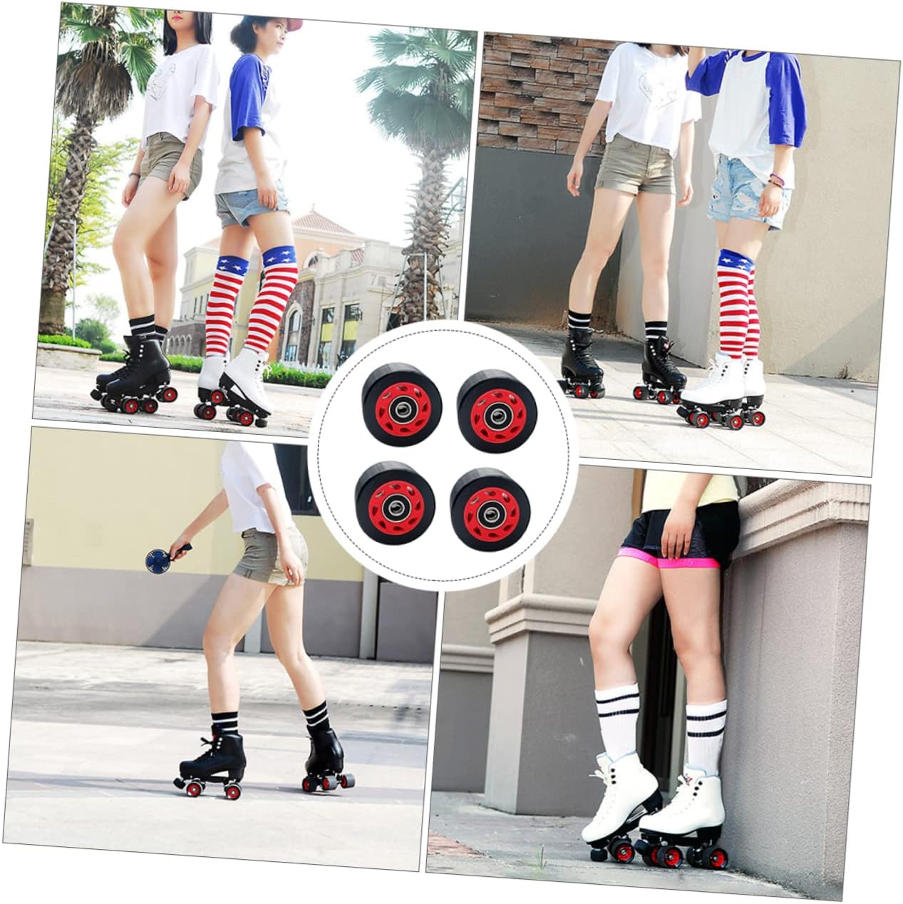 Skating Wheels Accessory Kit Roller Skates Wheels Skates for Concrete Asphalt Bright Grip Outdoor