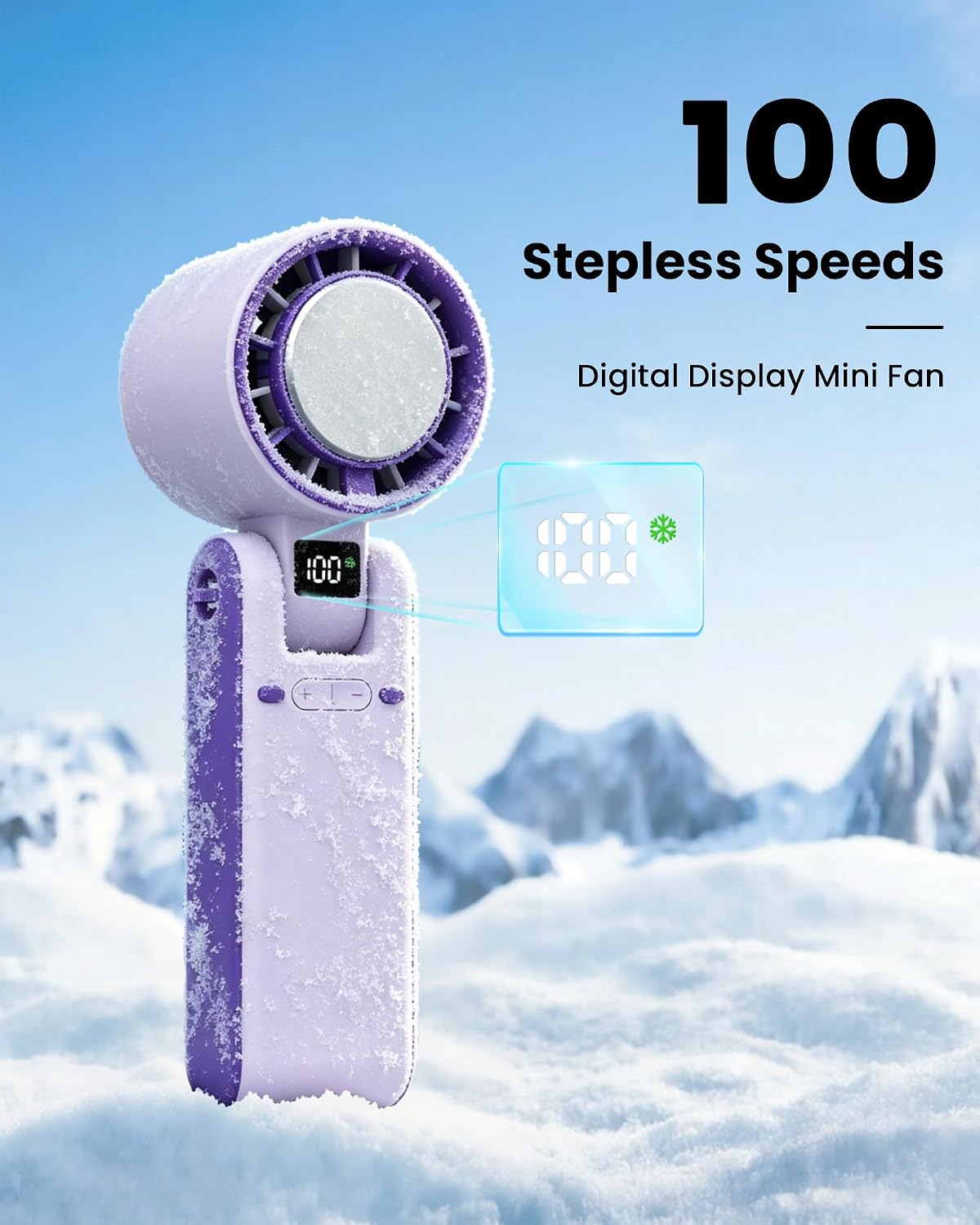 Portable Fan Hand held Fan 4000mAh Rechargeable Fan Portable Battery Operated Fan with 100-Speed Stepless Adjustment Quiet Mini AC Fan with Ice Cooling Personal Fan for Travel Outdoor Makeup