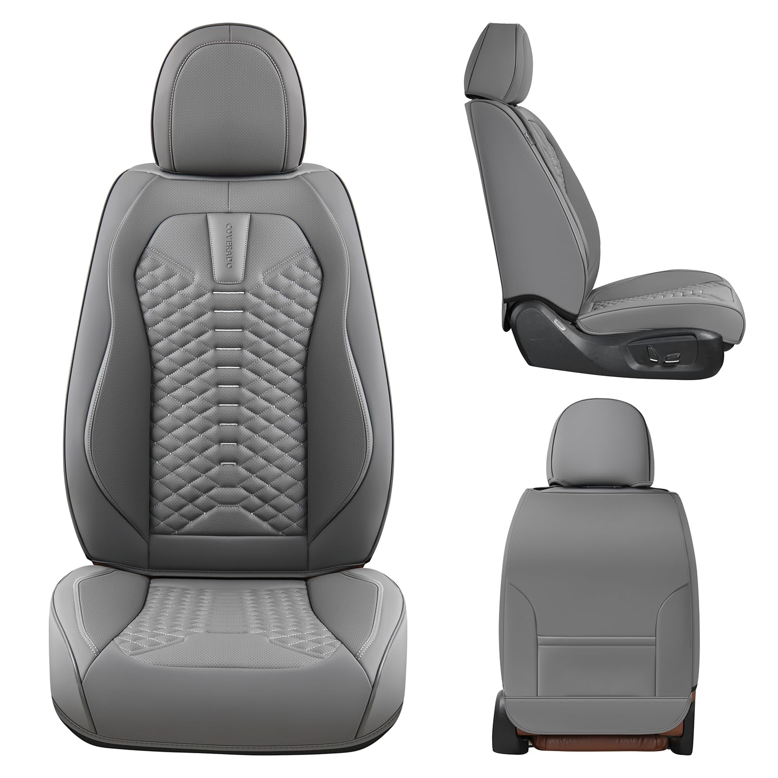 Coverado Coprisedile Auto Universale, Cuoio Coprisedili per Auto Set completo, Protezione sedile auto impermeabile, Coprisedili auto Sedili anteriori e posteriore Fit per la maggior parte delle auto