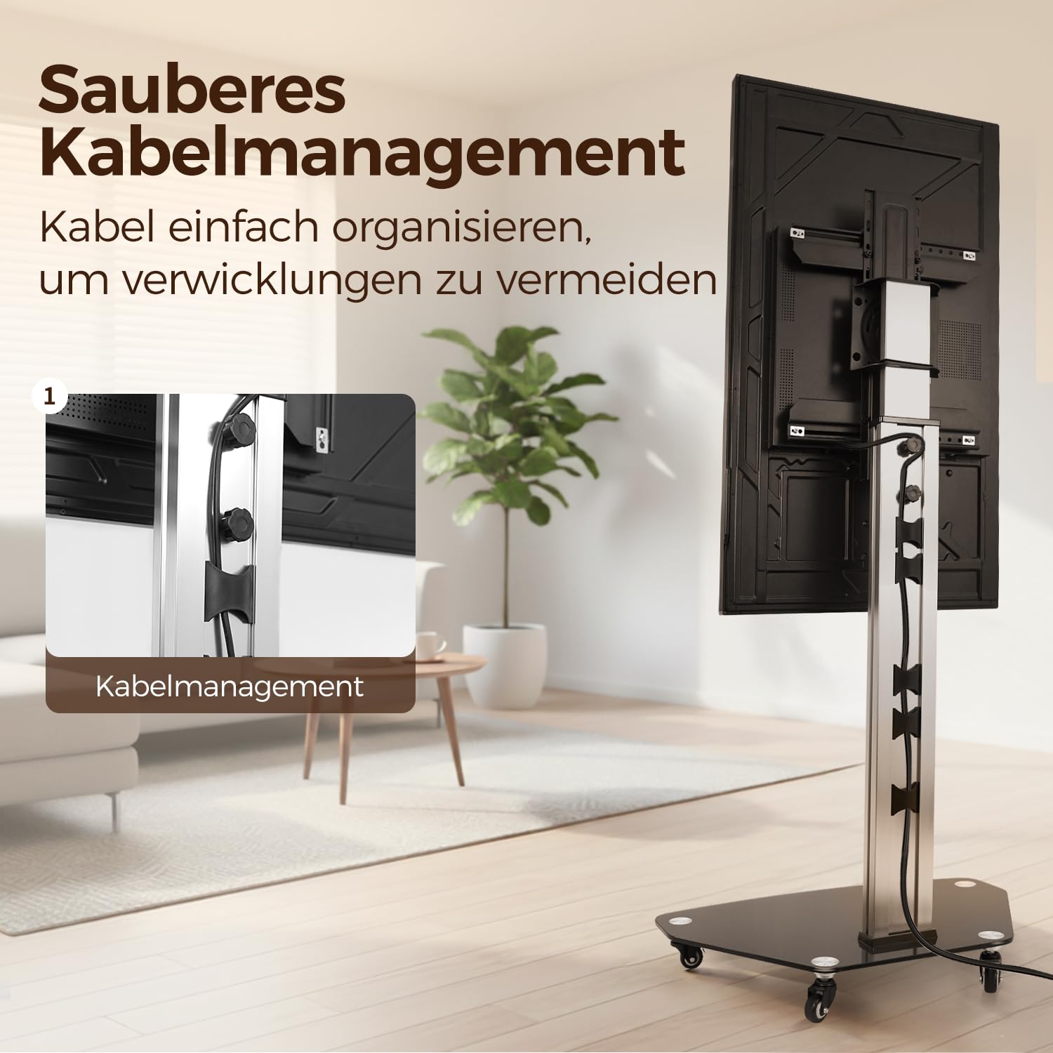JAV Interaktives Whiteboard Ständer Mobiler Smart Board Ständer Rollbar für 32-55 Zoll Tragbarer Smart Screen mit 4 Feststellbare Räder Höhenverstellbar Bodenständer für Büro Klassenzimmer Zuhause