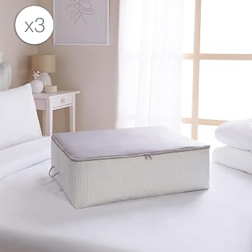 Ocean Home Textile 3'lü Büyük Boy Gri Renk Stuff & Things Baza Altı Hurç Set