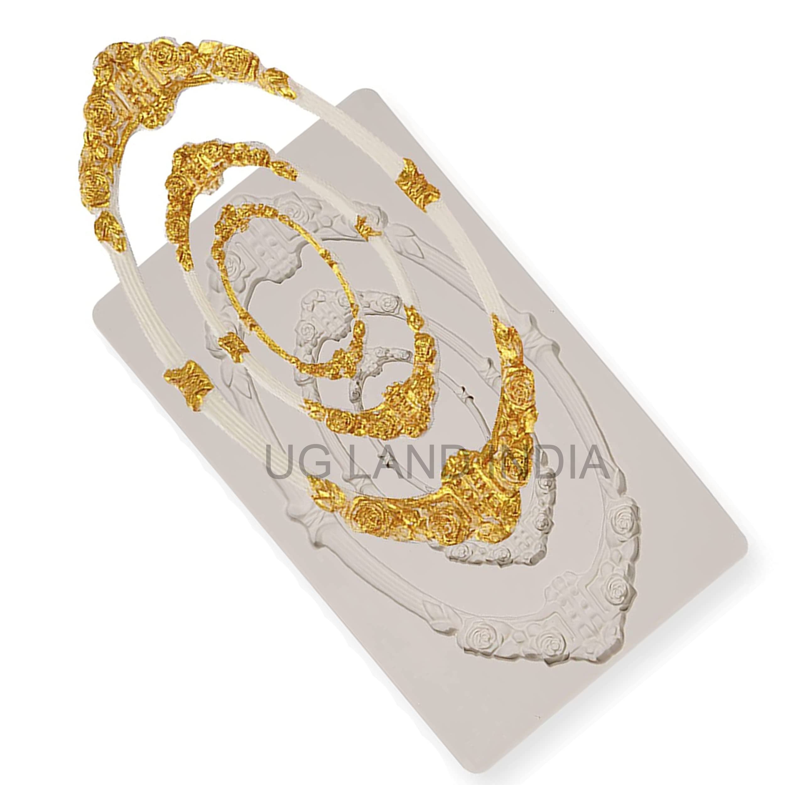 UG LAND INDIA Large Victorian Chocolate Frame Molds Baroque Fondant Tools for Wedding Cake Cupcake Decoration, Sugar Craft, Royal Floral