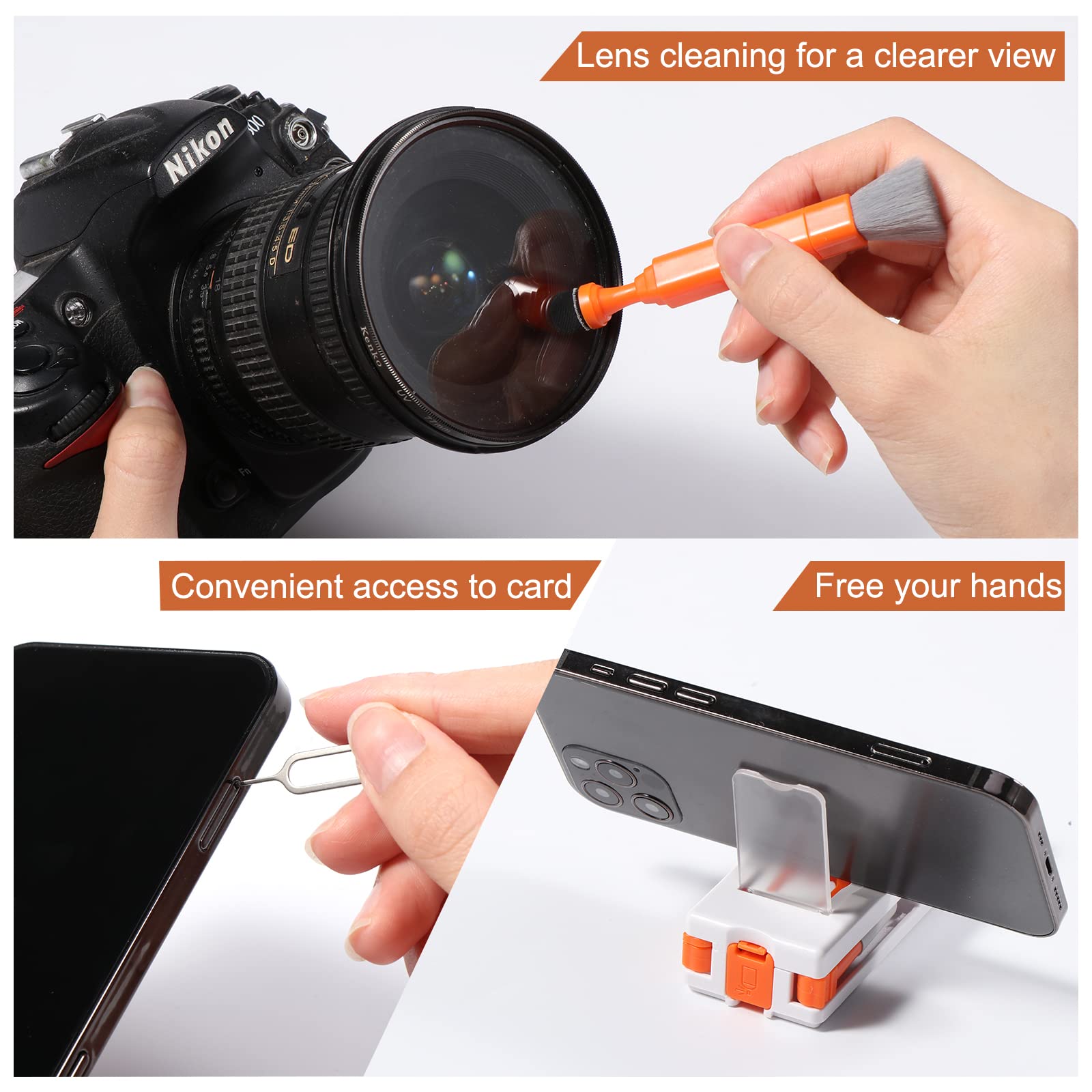 Vinabo 11 in 1 Kit Pulizia, Kit di Pulizia Tastiera PC, Keyboard Cleaner Multifunzionale, Spazzola Pulisci Schermo, per Tablet, Auricolari Bluetooth, Phone, Fotocamera (Confezione da 5)