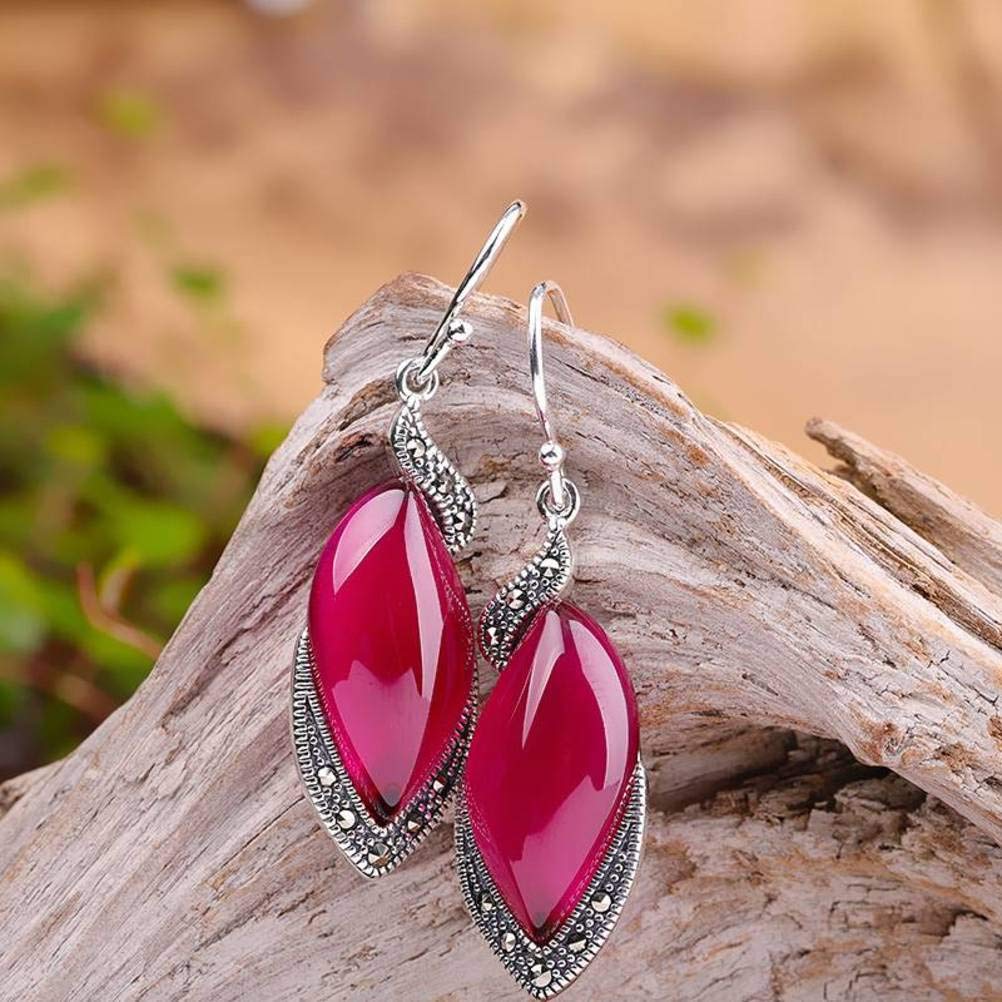 IUokLU ladies earrings,Earrings Eardrop Earrings For Women Vintage Earrings S925 Sterling Silver Jewelry Red Garnet Earrings Handmade Garnet (Red Corundum 925 silver)