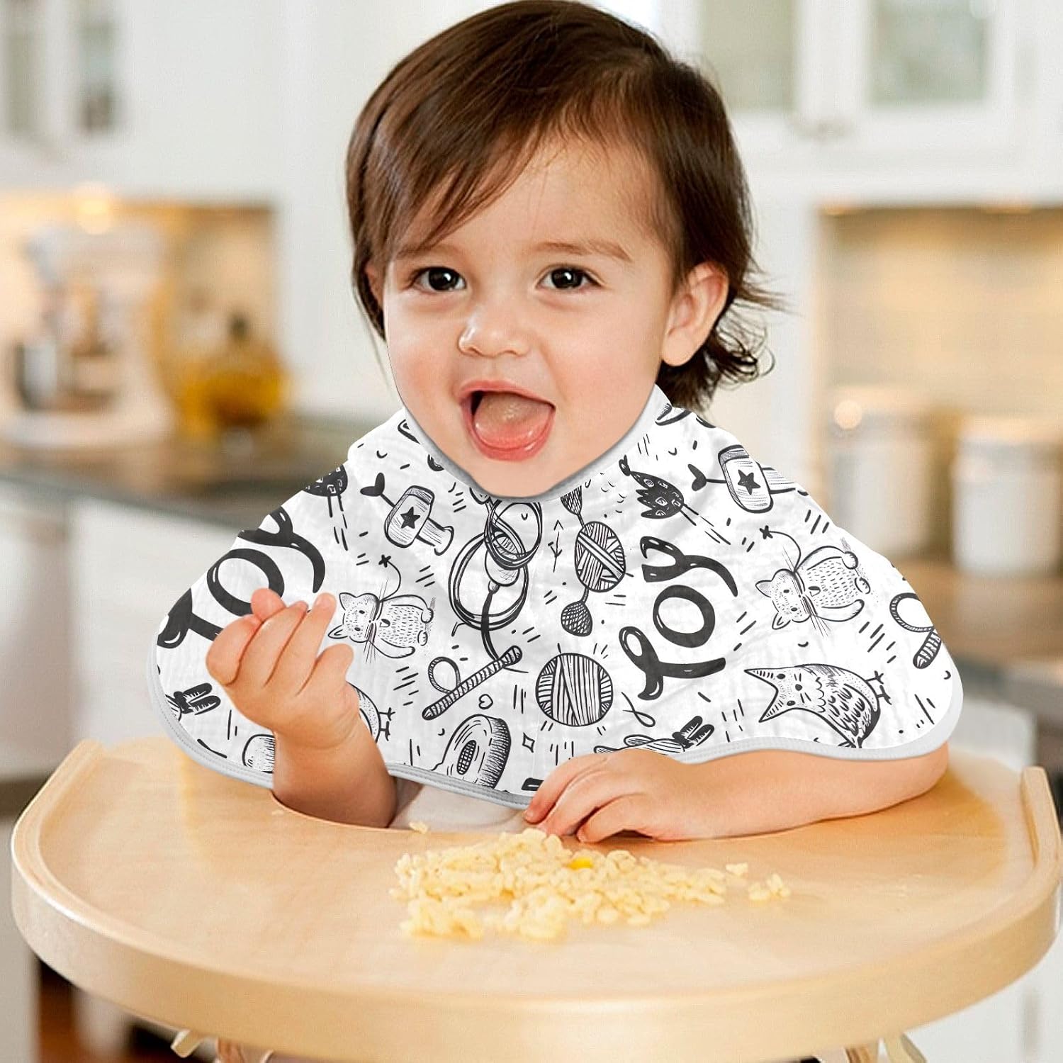 Animal Sketching Muslin Baby Burp Cloths Feeding Cloths Face Towel Soft and Absorbent Bibs for Newborn Boys Girl- 4 Pack