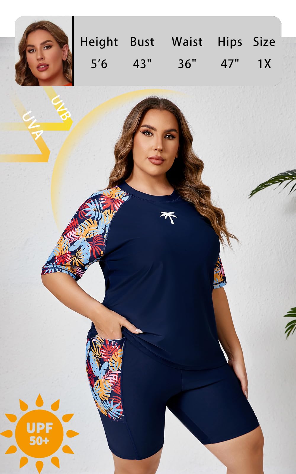 Halcurt Brasier integrado para mujer, camiseta de natación de dos piezas y pantalones cortos con bolsillos
