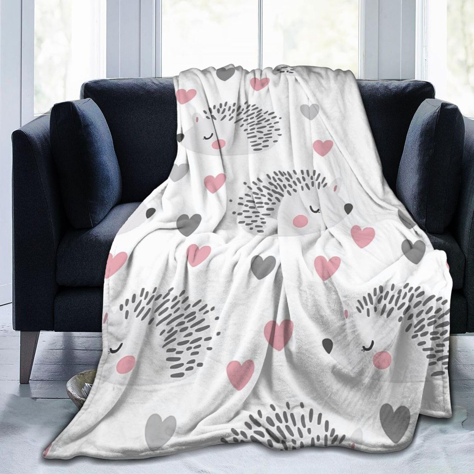 Jeté de canapé motif hérisson plaid couverture lit chambre 150x125