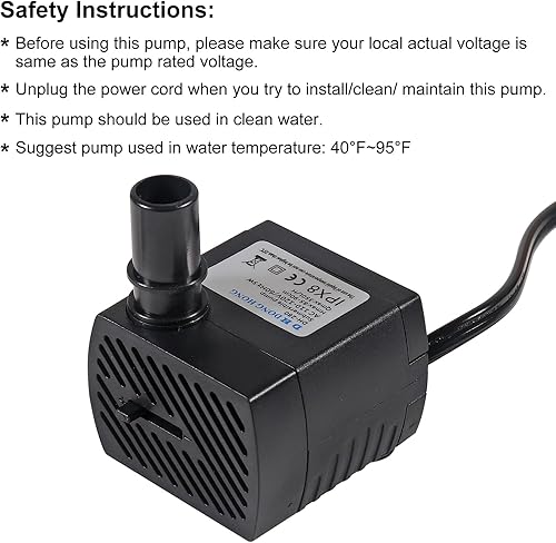 Miniatura 3 de DIANN Mini bomba sumergible pequeña bomba de fuente 5W 350LH con tubo de 3.3 pies 0.315x0.394 in para acuarios, pecera, fuente de mesa, fuente para