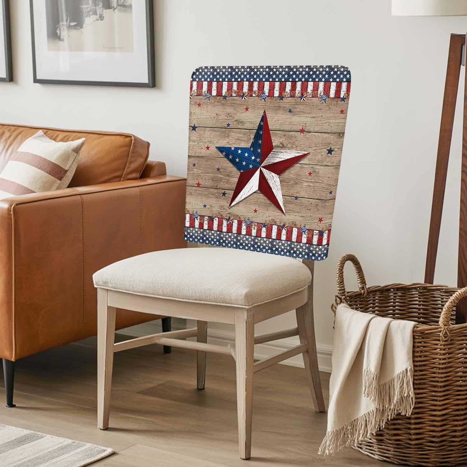 250 Anniversary USA Flag Chair Covers - 4 Pcs Dining Room Chair Back Cover, American Star Red Striped Chairs Slipcovers Removable Chairs Protectors Covers for Kitchen/Banquet/Party 19"x20"