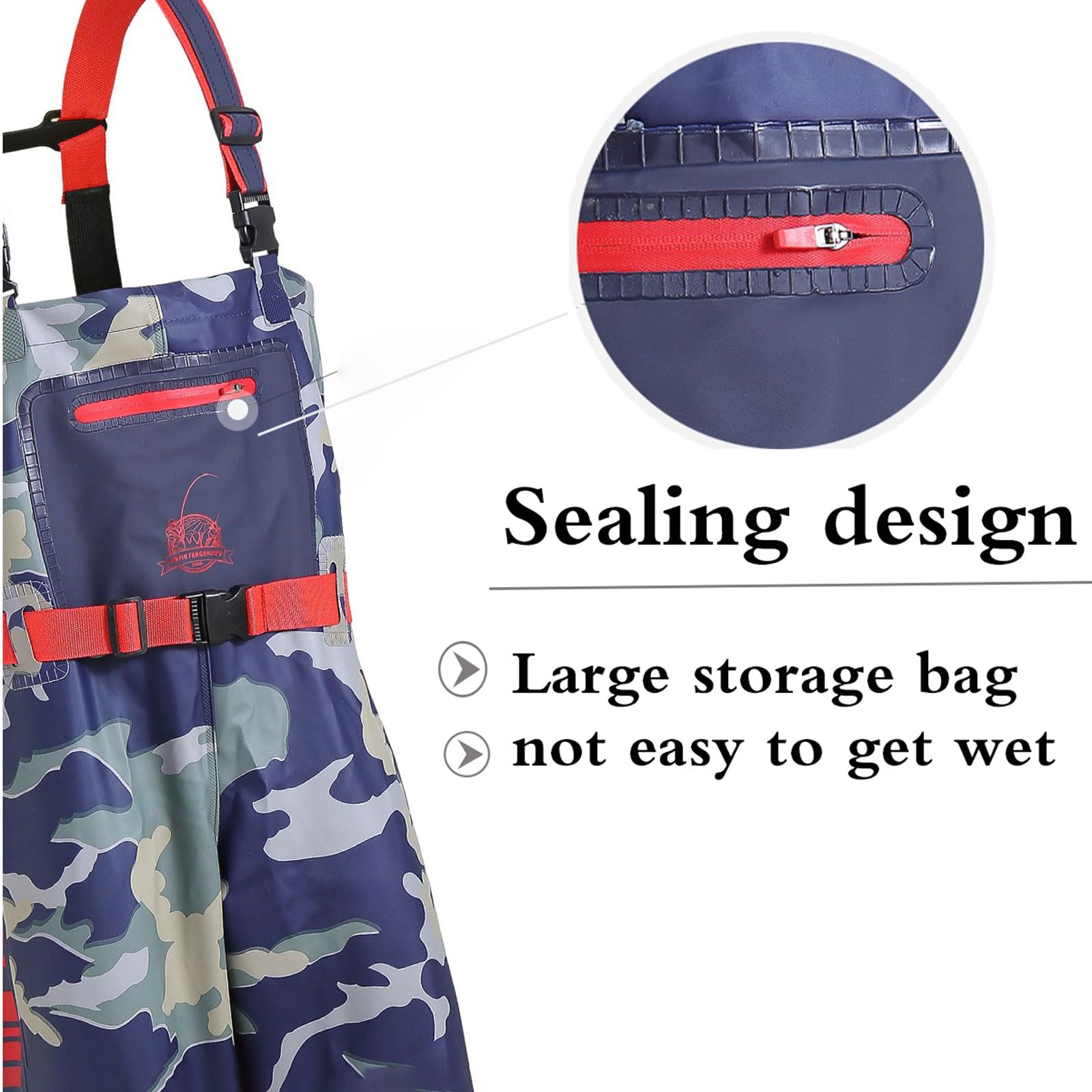 Waders de Poitrine de Chasse avec Bottes,Pêche Waders Cuissardes,Waders de Poitrine de pêche,Waders Peche Homme,imperméable,Respirant,pêcher sur l'eau,pour Pêche et Chasse avec Poche