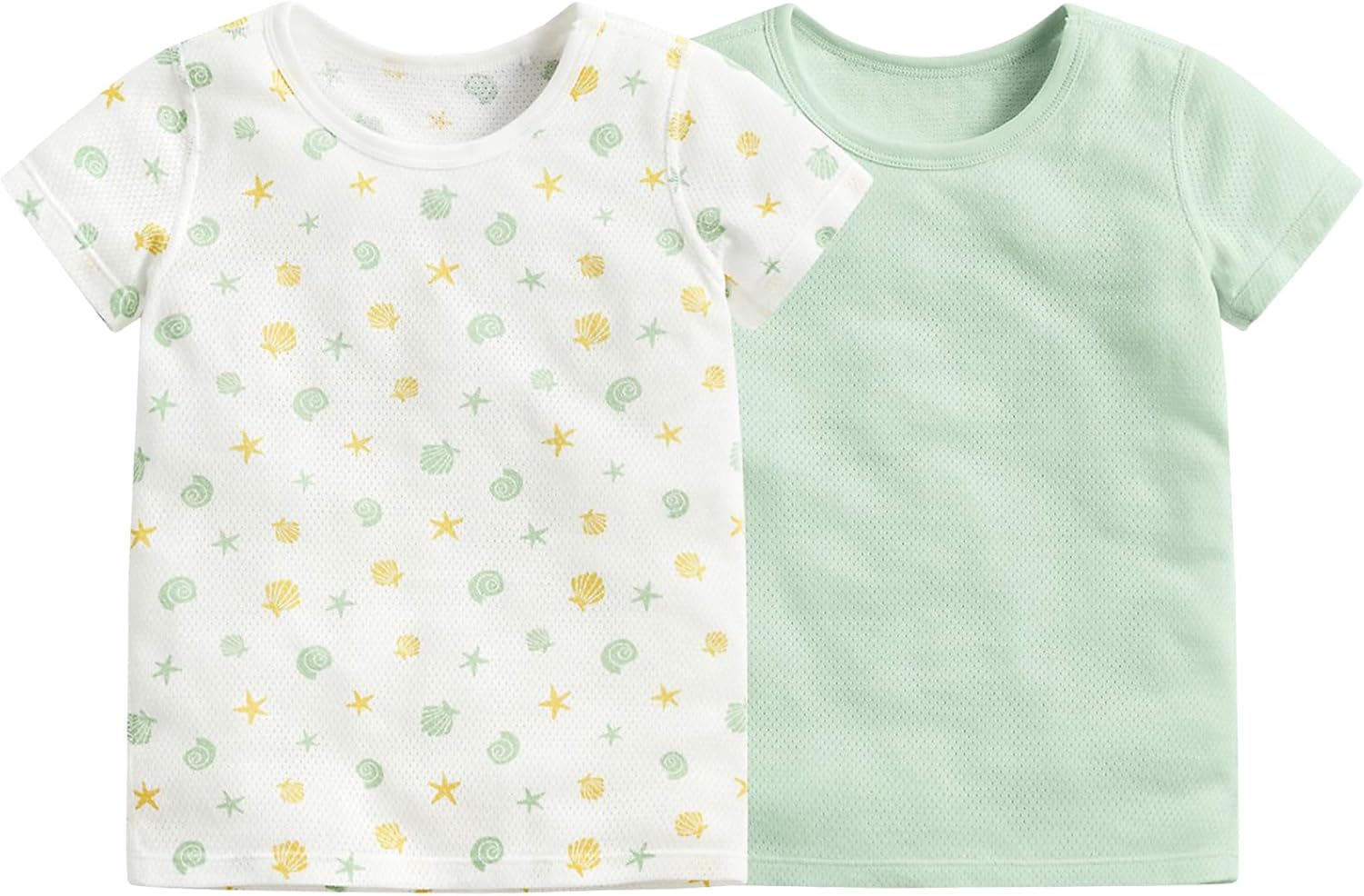 Toddler Baby Boys Shirts Quick Dry Mesh 2 Pack 100% Cotton Summer Tees for Kids 2-6 Years