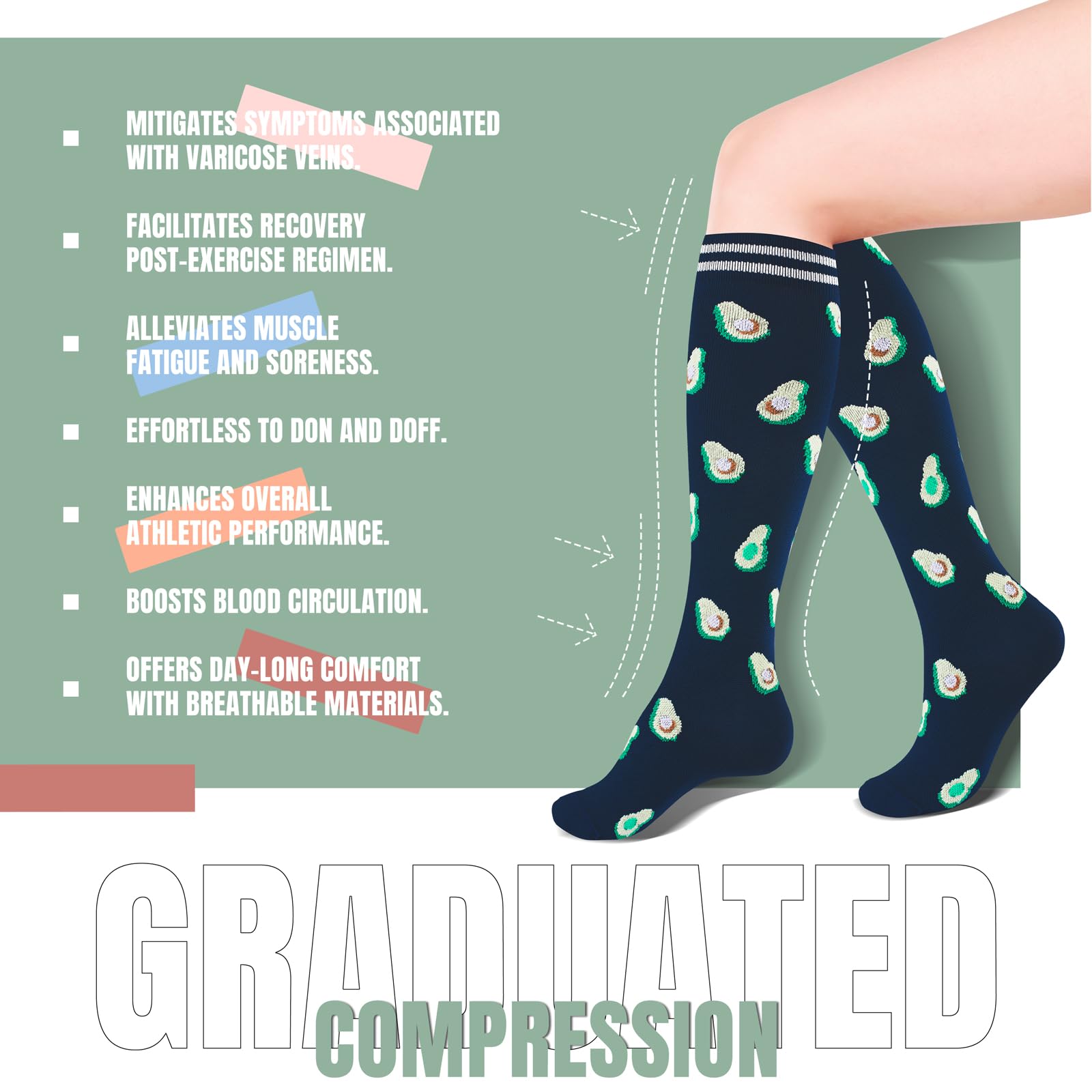bropite Compression Socks for Women & Men 8 Pairs Circulation-Compression Socks 20-30 mmhg-Best for Running,Nurse,Travel,Yoga