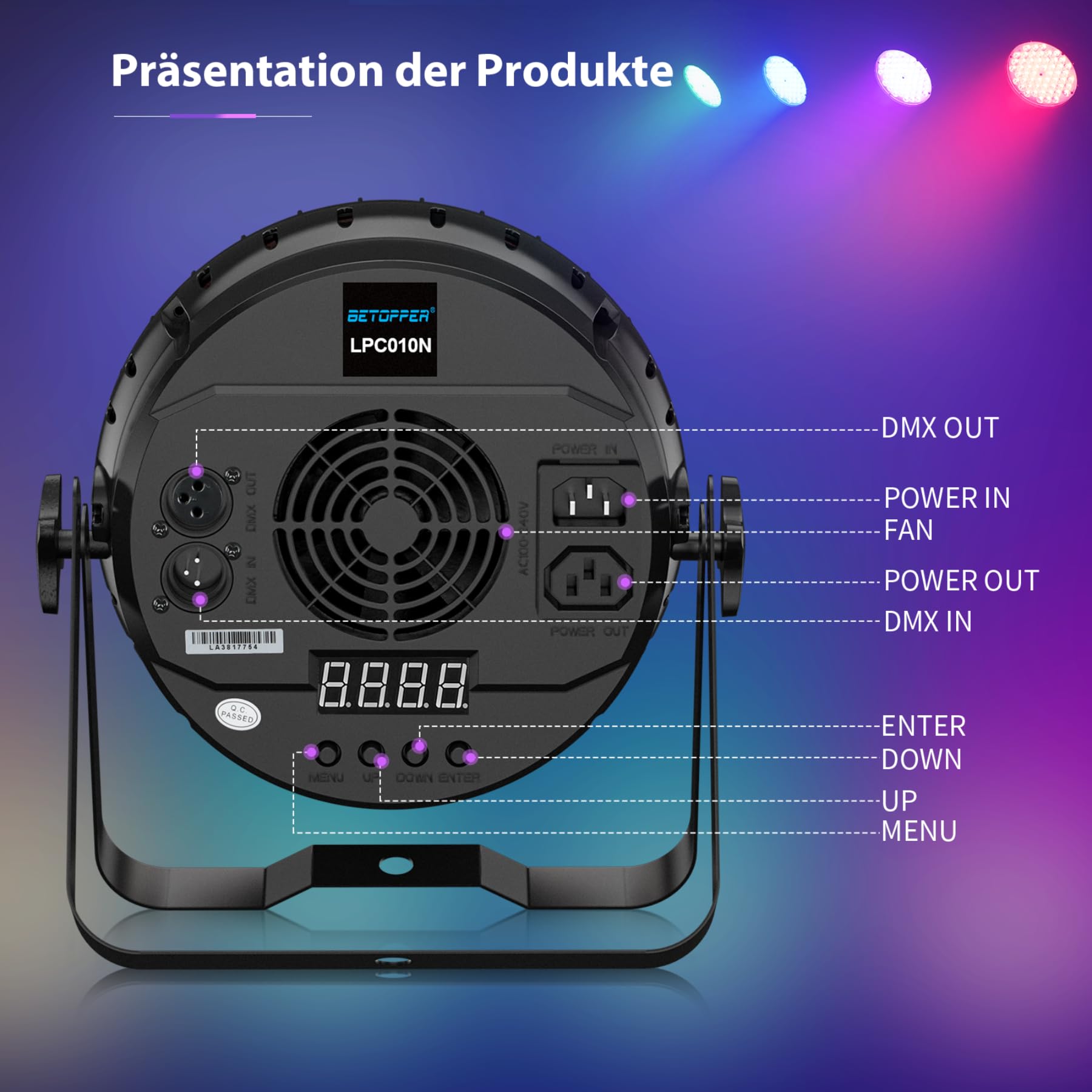 BETOPPER Discokugel LED 200W Par Bühnenlicht 54x4W mit RGBW 4-in-1 2P | DMX512 Leichte Stroboskop Discolicht Partylicht mit Moving Head Effekten, für DJ Party Deko Hochzeit Club Bars Show