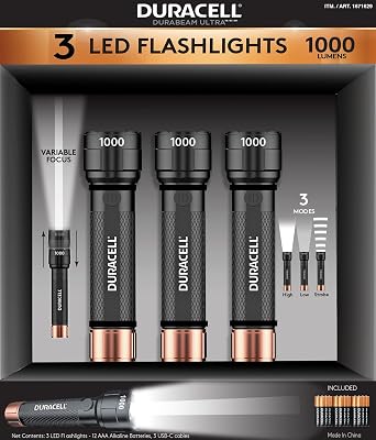 Duracell DURABEAM Ultra LED Flashlight 1000 Lumens 3-Pack