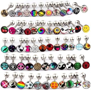 50-100pcs Surgical Steel Fancy Words Tongue Ring Logo Barbell Bars 14 Gauge Tongue Piercing Lot 5/8"