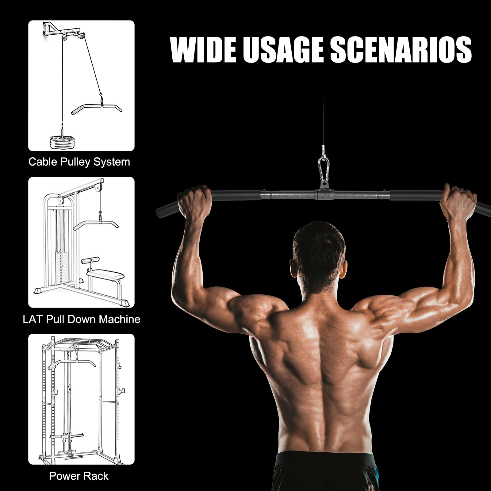 Barra LAT Machine, Barra Bicipiti, Sbarra Lat Machine DIY Leva di Tensione Posteriore Asta di Trazione per Spalle Accessori per LAT Machine