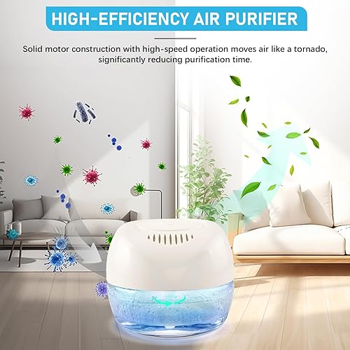 Vista 2 de Limpiador de Aire Lavador de Aire, Difusor de Aromas para Aire Fresco para el Hogar, Oficina, Purificador de Aire con Luz Nocturna (Blanco)