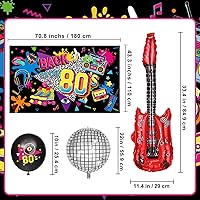 Vista 3 de 80s Party Decorations Includes Backdrop, Banner, Hanging Swirls, Foil & Latex Balloons, Cake & Cupcake Toppers, Honeycomb Centerpieces for 80s 90s