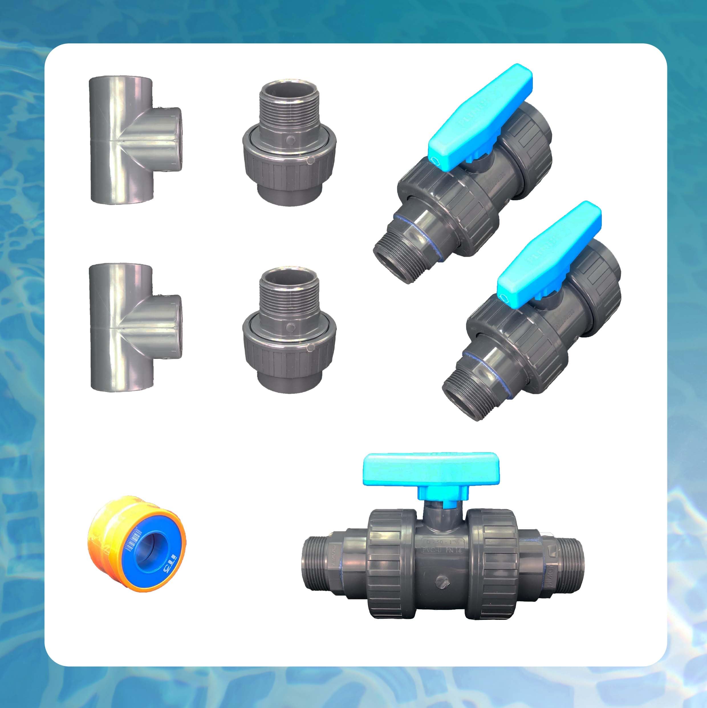 EDG Kit by Pass Piscine Diamètre 50 - Bypass Chauffage Pompe A Chaleur pour Piscine - Diamètre ø 50 mm pour Tubes PVC Rigides Ou Flexibles - pour connecter Une Pompe à Chaleur en Sortie 50