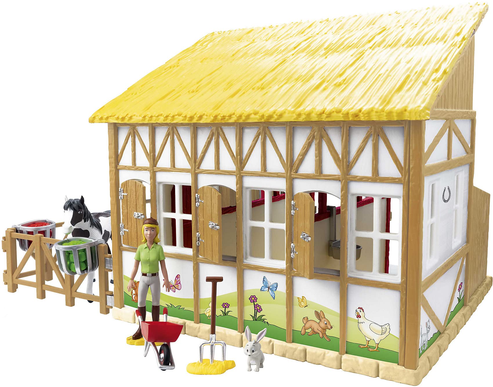 CRAZE Bibi and Tina Toy Horse Stable Set Martinshof Play Set with Horses Toy Figures and Horse Accessories Riding Farm Toy from 3 Years 35009
