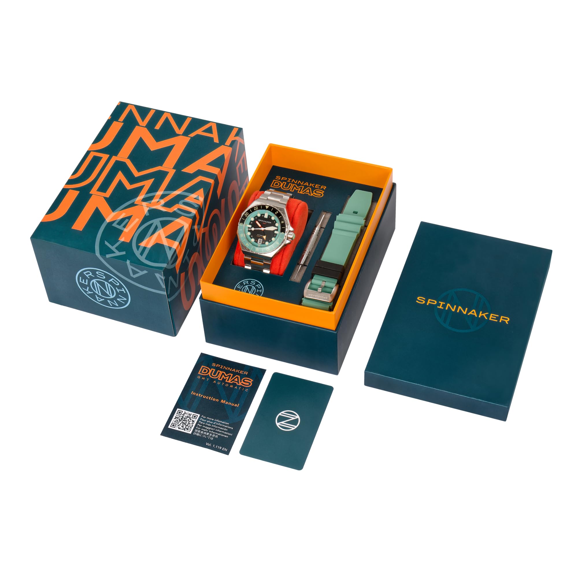 Spinnaker Dumas GMT Automatikuhr für Herren, 43 mm, massives Edelstahlarmband, SP-5119