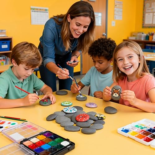 Miniatura 5 de Simetufy 100 rocas para pintar a granel, pintura de rocas de río, piedras naturales planas y lisas para artes, manualidades, regalo pintado para