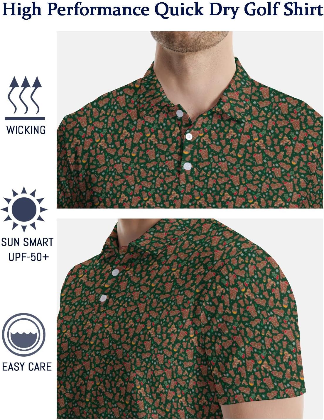 Funny Golf Polos for Men Funny Print Short Sleeve Shirts Quick Dry Polo Shirts Hawaiian Shirt Performance Golf Outfits - Image 3