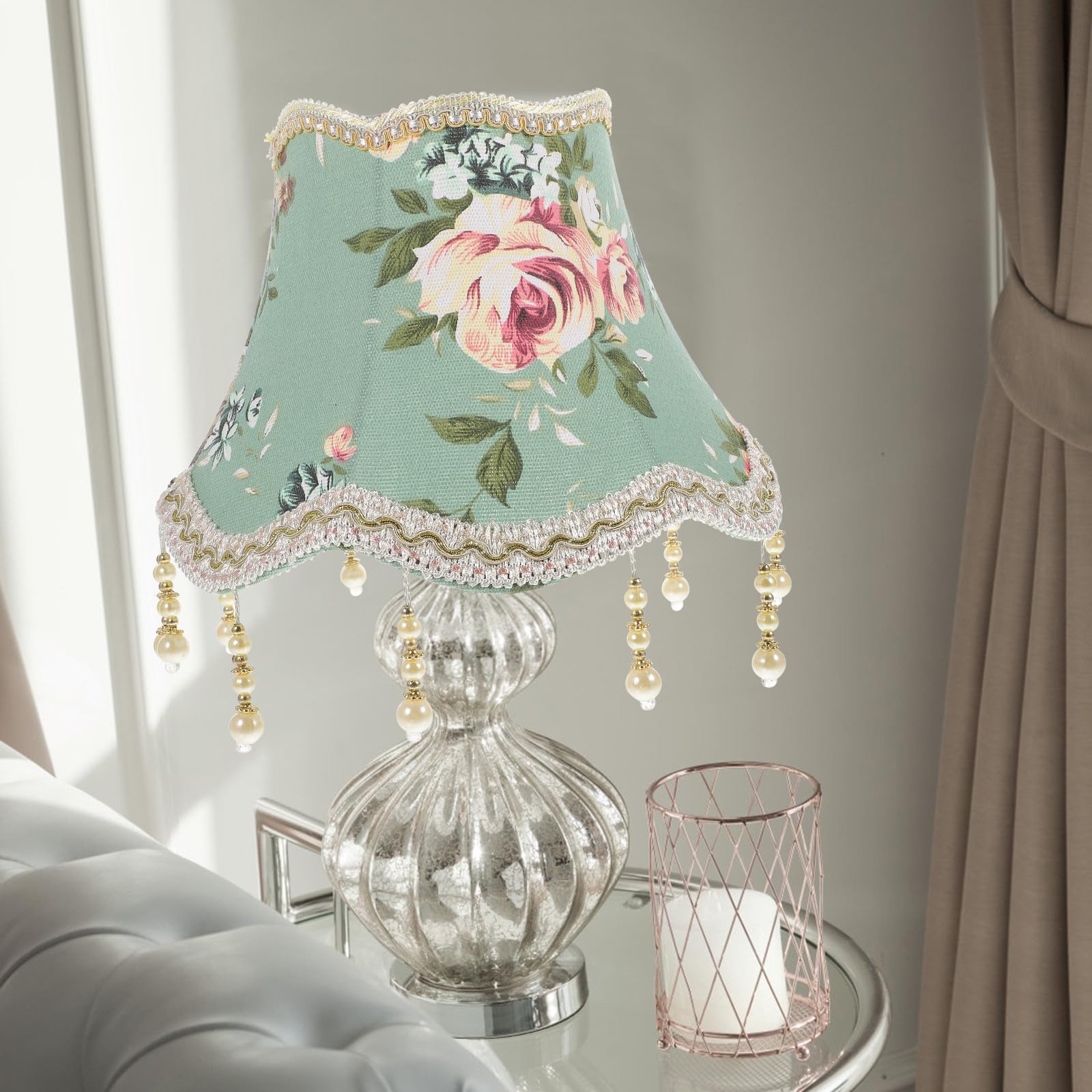 Paralume per Lampada Attacco da Parete E27 Copri Paralume Jacquard da 25 CM a Tamburo Adatto Casa Studio Camera Letto Hotel