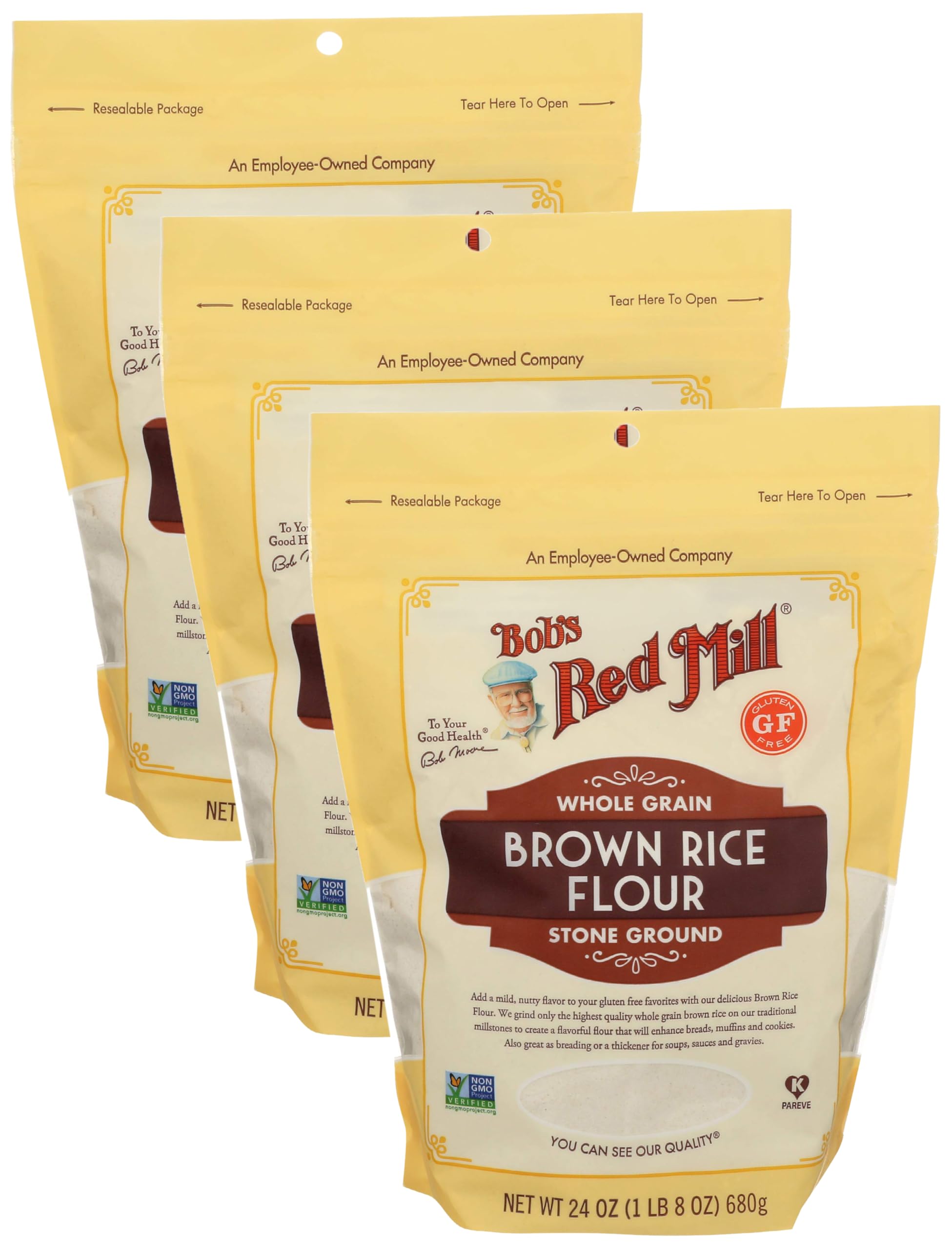 Bob's Red MillGluten Free Brown Rice Flour, 24 Oz (Pack of 3)