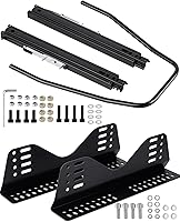 Racewill Universal Racing Seat Brackets with Sliders - Side Mount Track Kit for NRG, Sparco, Recaro & Aftermarket Bucket Seats