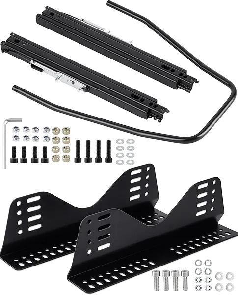 Racewill Universal Racing Seat Bracket with Seat Slider, Side Mounting Bracket Track Assembly Sets Compatible with NRG Sparco and More Aftermarket Seats