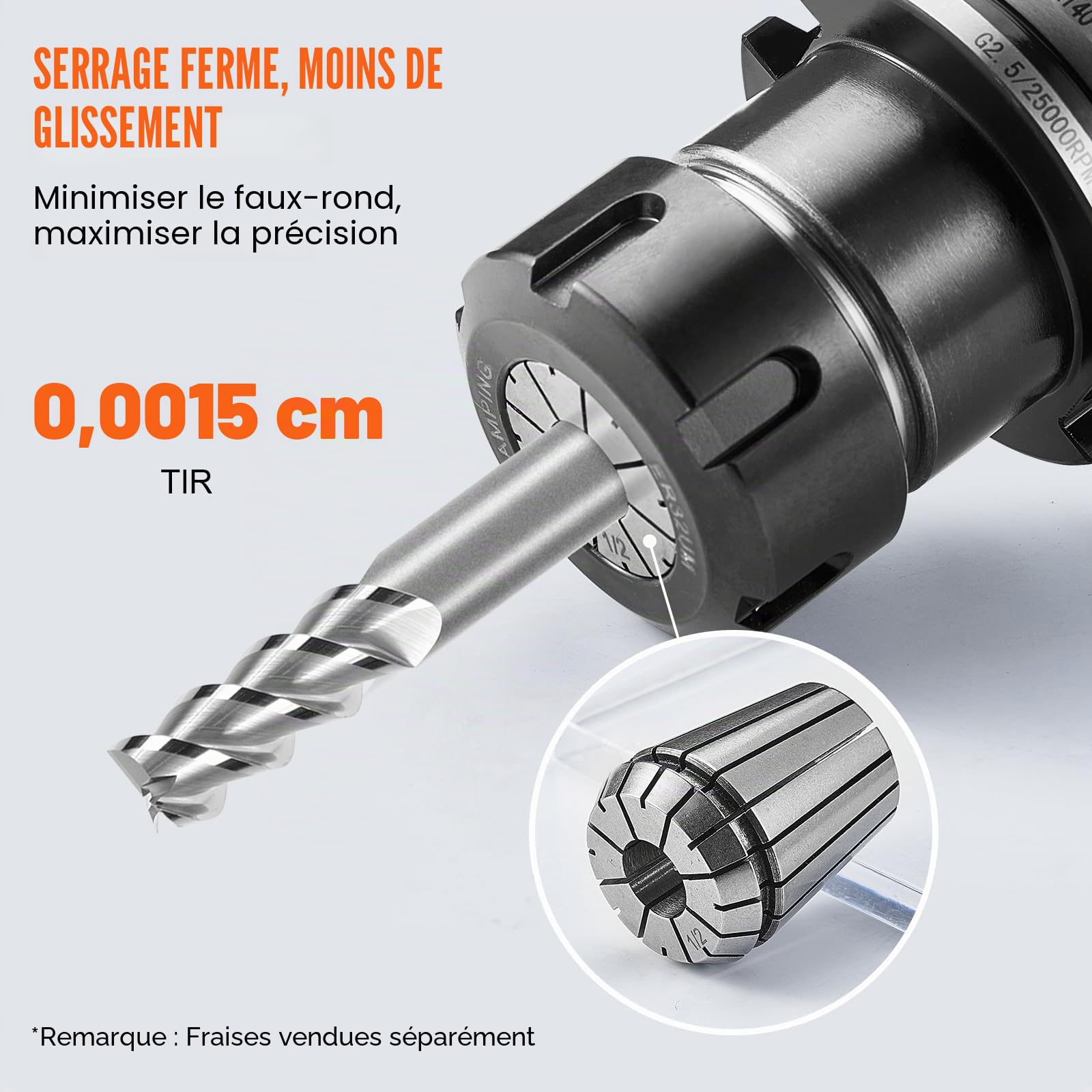 VEVOR Pinces de Serrage à Ressort ER32 25PCS 1/16"-13/16" 1,6-20,6 mm TIR 0,0006" 15 μm avec 25 Boîtes de Rangement Étiquetées pour Machine de Gravure CNC, Fraiseuse, Outil de Tour, Perceuse, Presse