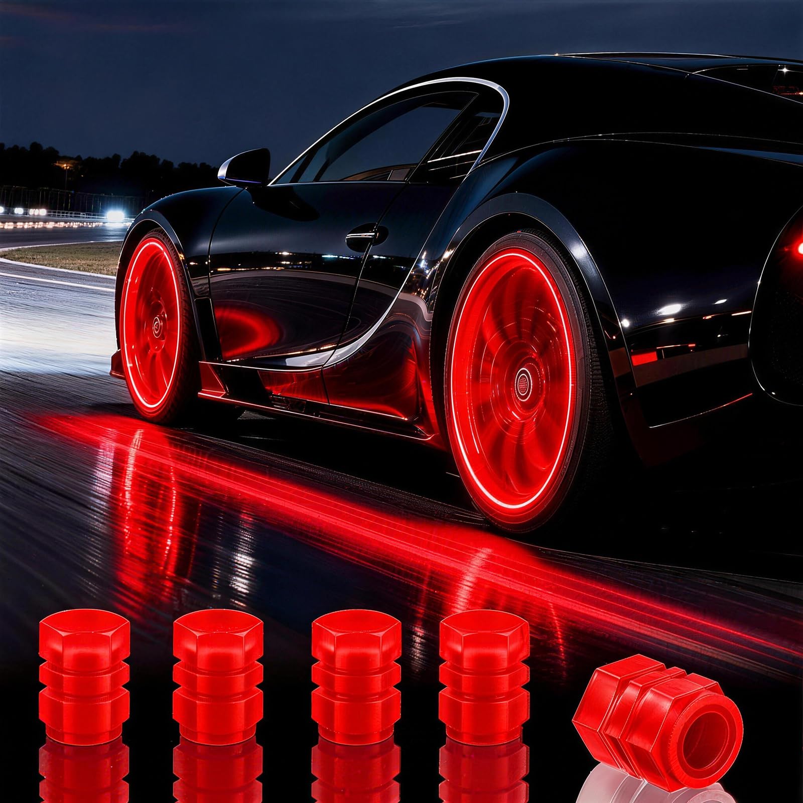 20Pcs Glow in The Dark Tire Valve Caps, Fluorescent Tire Valve Caps for Cool Car Decorations, Universal Luminous Car Tire Valve Caps Fits Car Truck SUV Motorcycle Bicycle (Five-Colors-20pcs) — view 9