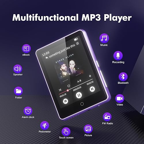Miniatura 6 de Reproductor MP3 de 64 GB con Bluetooth 5.3, pantalla táctil de 2.8 pulgadas, sonido de alta fidelidad, reproductor MP4 portátil de música para