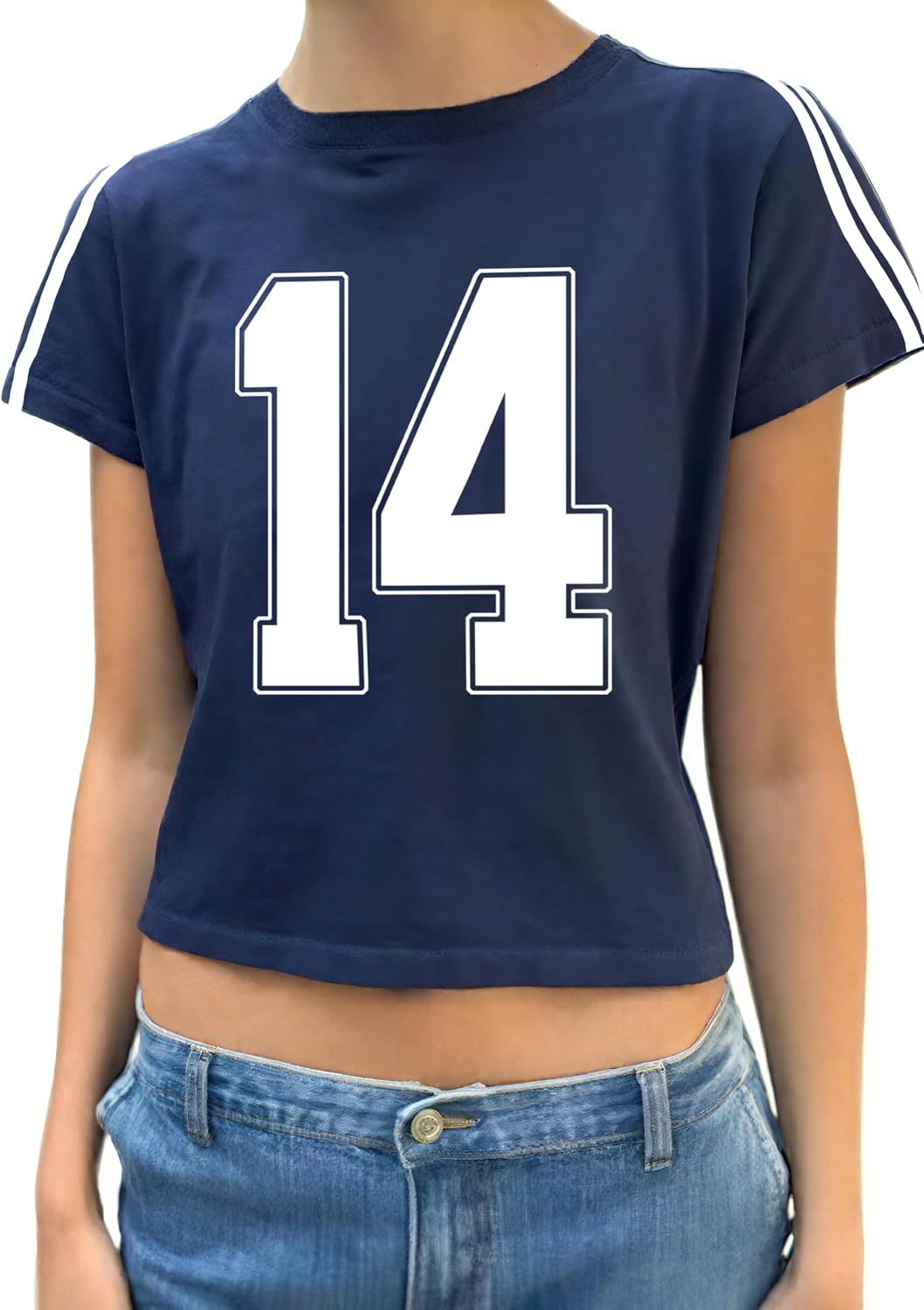 Jersey Shirts for Women Y2k Crop Tops Crewneck Number