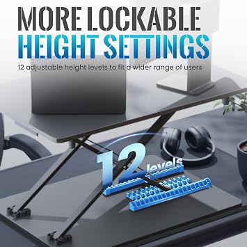Standing Desk Converter, 25.16 15.75 Height Adjustable Laptop Stand for Desk, Sit Stand Monitor Stand, No Assembly Required for Home and Office Use (Black)