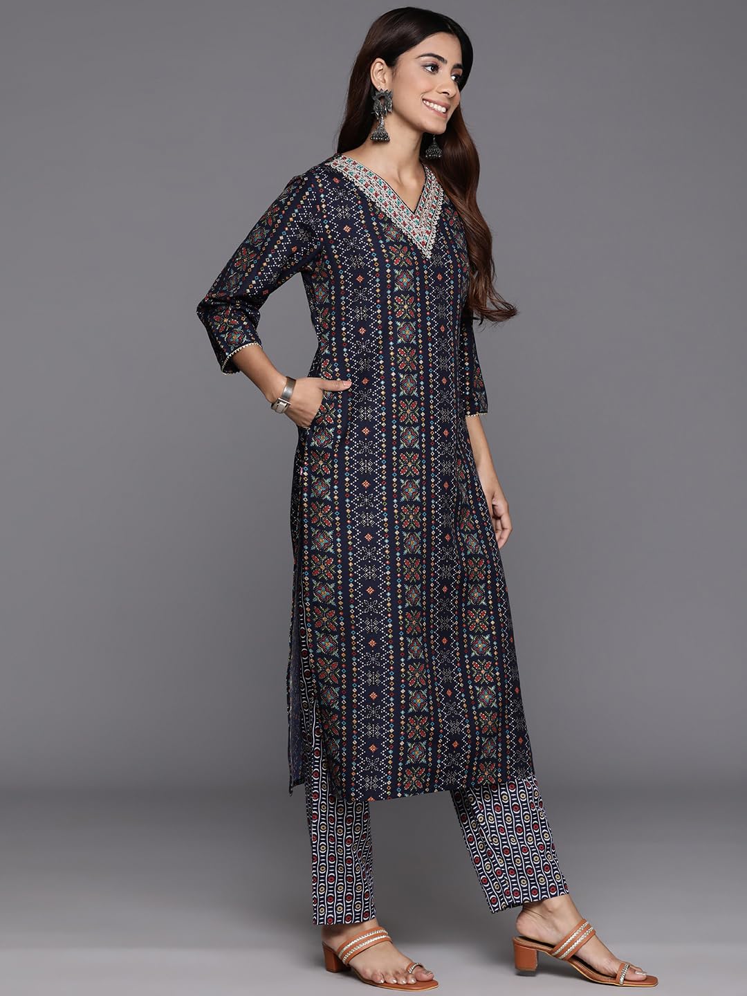Varanga Womens V-Neck Straight Kurta Set With Pants & Dupatta  Chic Ethnic Wear For Weddings, Festivals & Special Occasions (Sss_Vskd32128-Xxl)