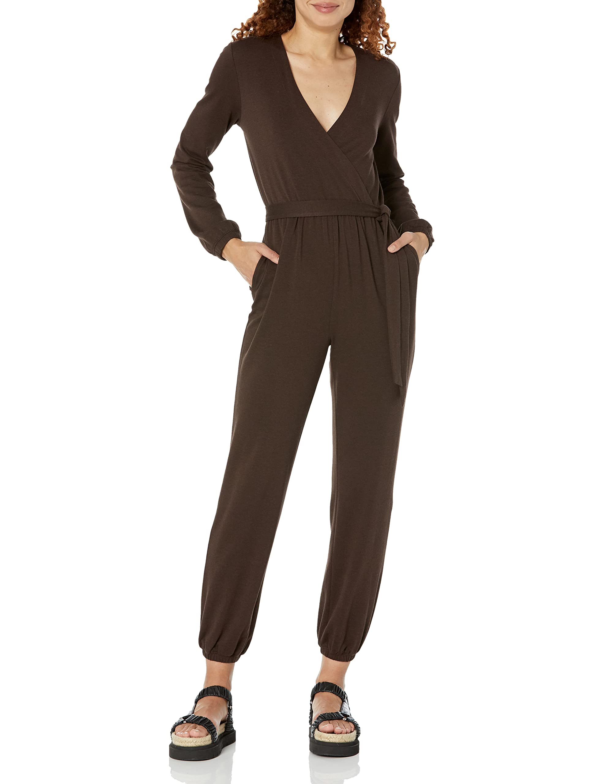 Amazon EssentialsWomen's Knit Surplice Jumpsuit (Available in Plus Size)