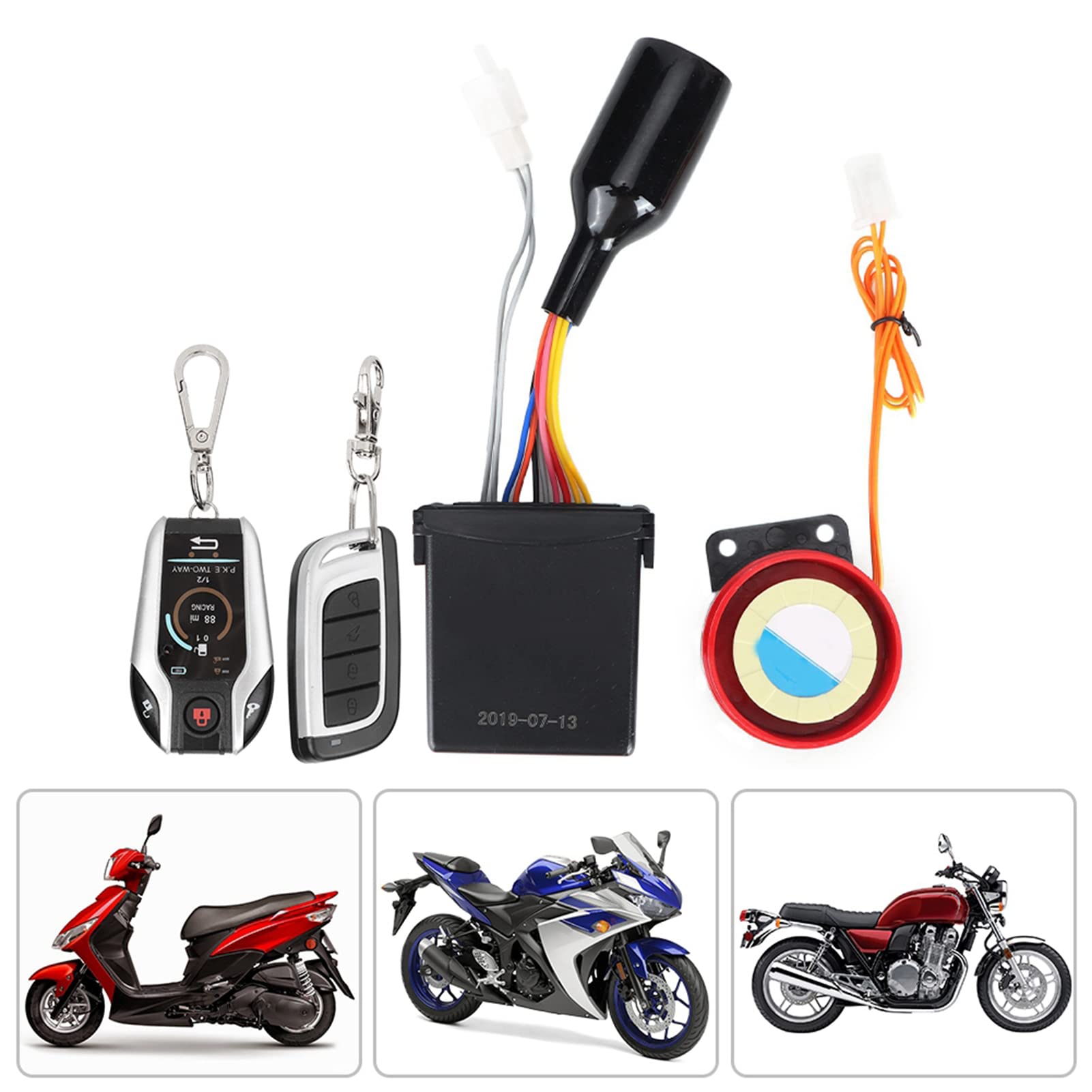 Amazon | XTevu ユニバーサルオートバイ警報システム - 12V - 2