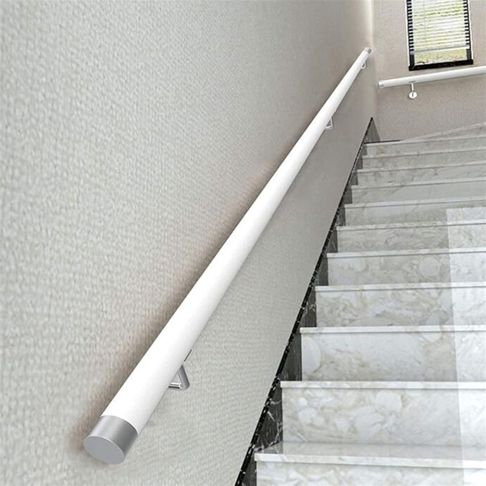 Amazon.co.jp: 付属品エンドキャップ付き白い階段手すり、木製滑り止め