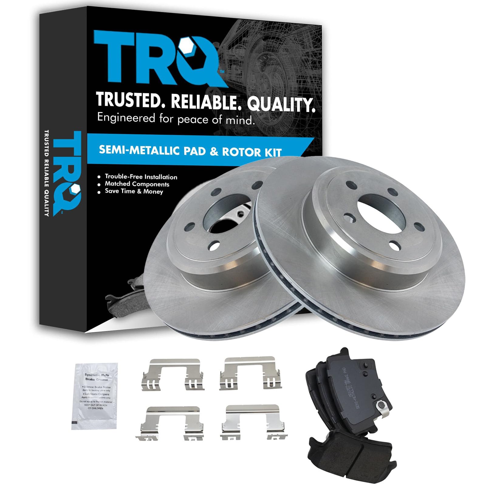 TRQ Rear Semi Metallic Brake Pad and Rotor Set