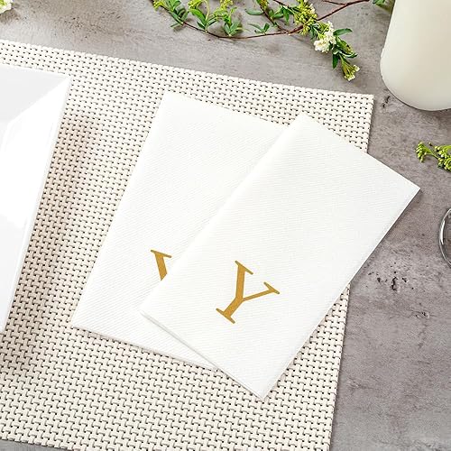 Miniatura 464 de Luxenap - Toallas de invitados de 15.8 x 7.9 pulgadas, 50 toallas de mano con letras plateadas, letra "P", fuente Sans Serif, servilletas de papel