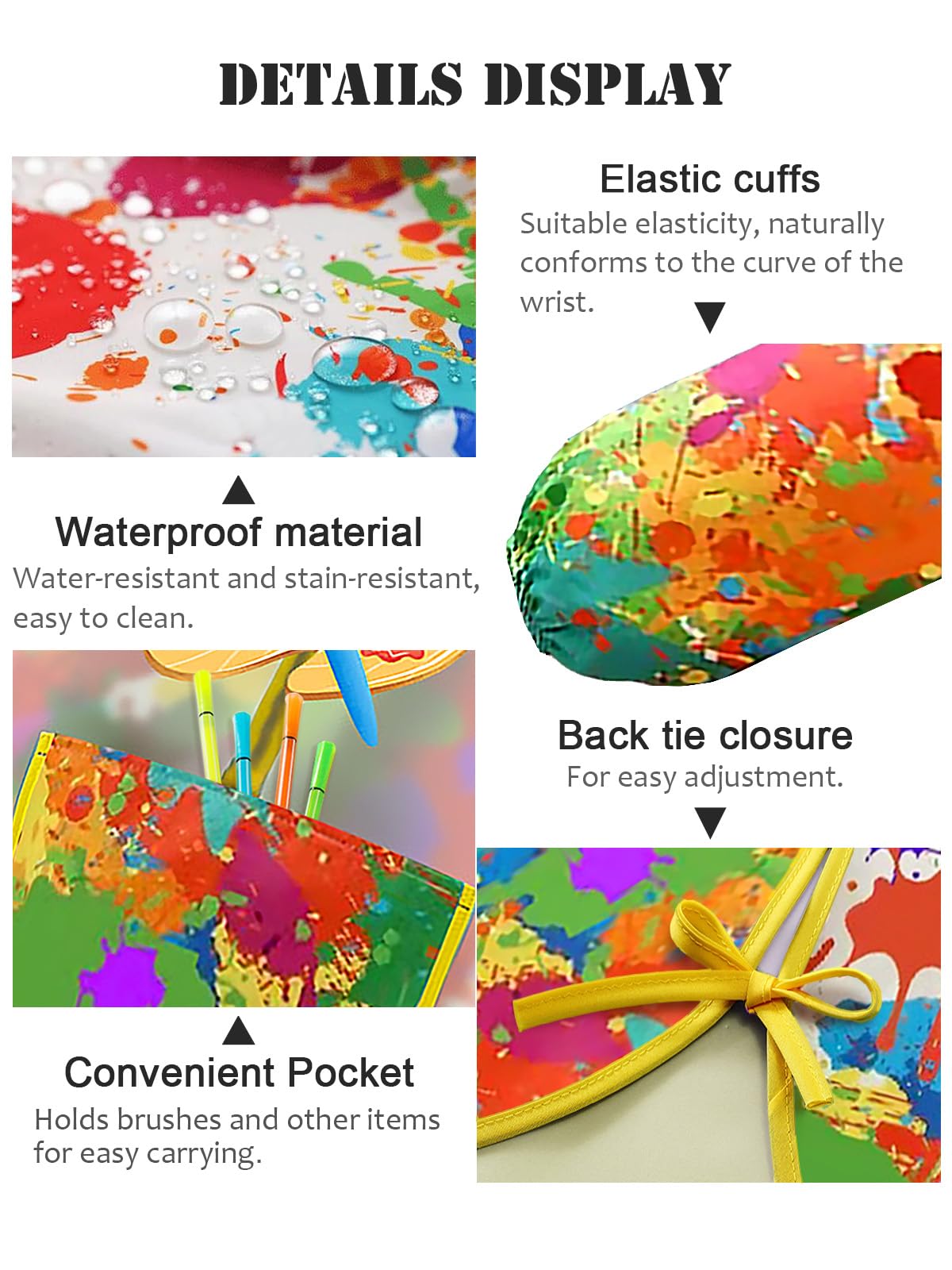 Nanwansu Kids Art Apron Waterproof Long Sleeve Smock Artist Painting Apron for Children - Image 4
