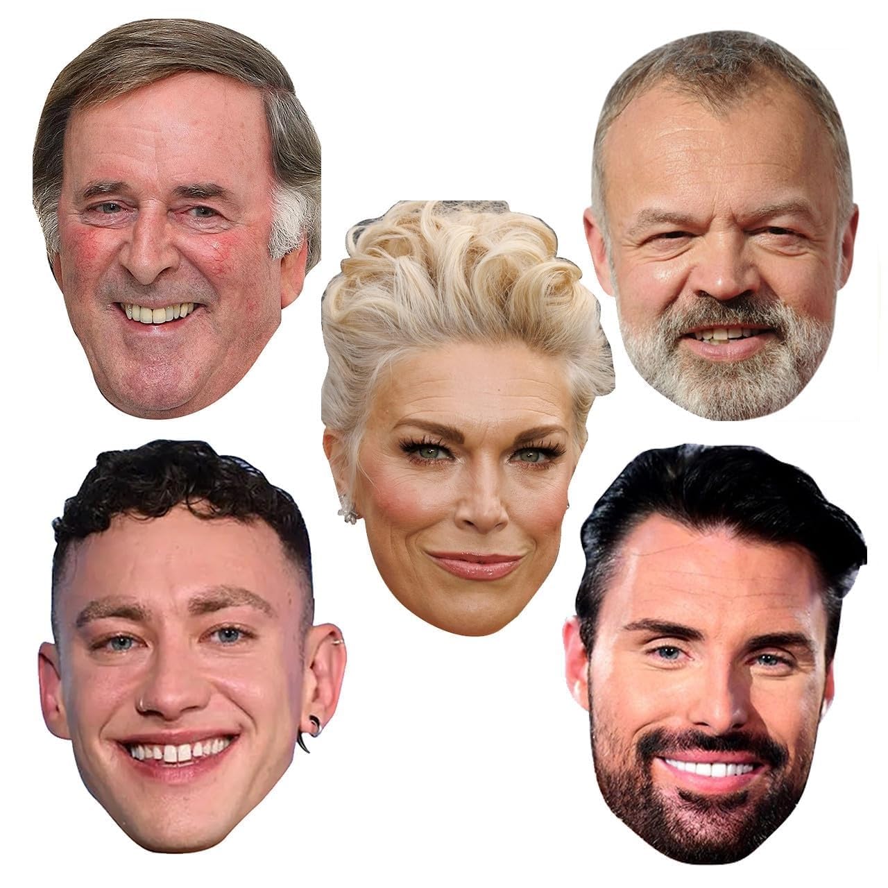 FoxyPrinting Eurovision 2024 Super Mask Pack Hannah Waddingham, Rylan Clark, Olly Alexander, Terry wogan, Graham norton Fancy Dress Cardboard Celebrity Face Mask