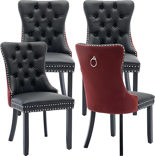 Miniatura 121 de Juego de 2 sillas de cocina y comedor de terciopelo, respaldo exterior capitoné, tapizadas en terciopelo, estructura de madera maciza (celeste, 2