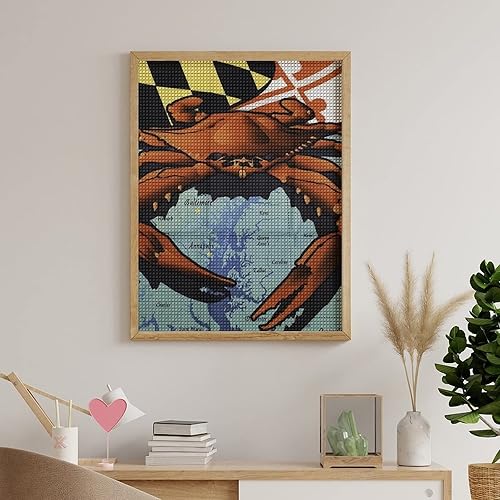 Miniatura 5 de Maryland Crab Square Full Drill Diamond Wall Art Kits for Adults Crystal Picture Home Decor