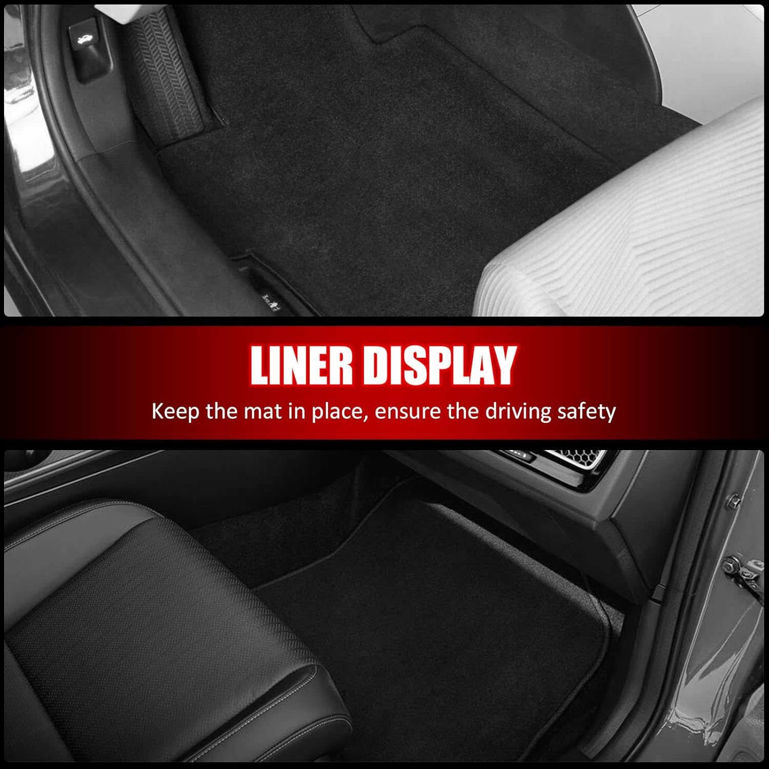 IKON MOTORSPORTS, Nylon Car Floor Mats Compatible with 2023-2025 Genesis Electrified G80, OE Fitment Style Black Driver Passenger Car Carpets, Front Rear 4PCS Full Set