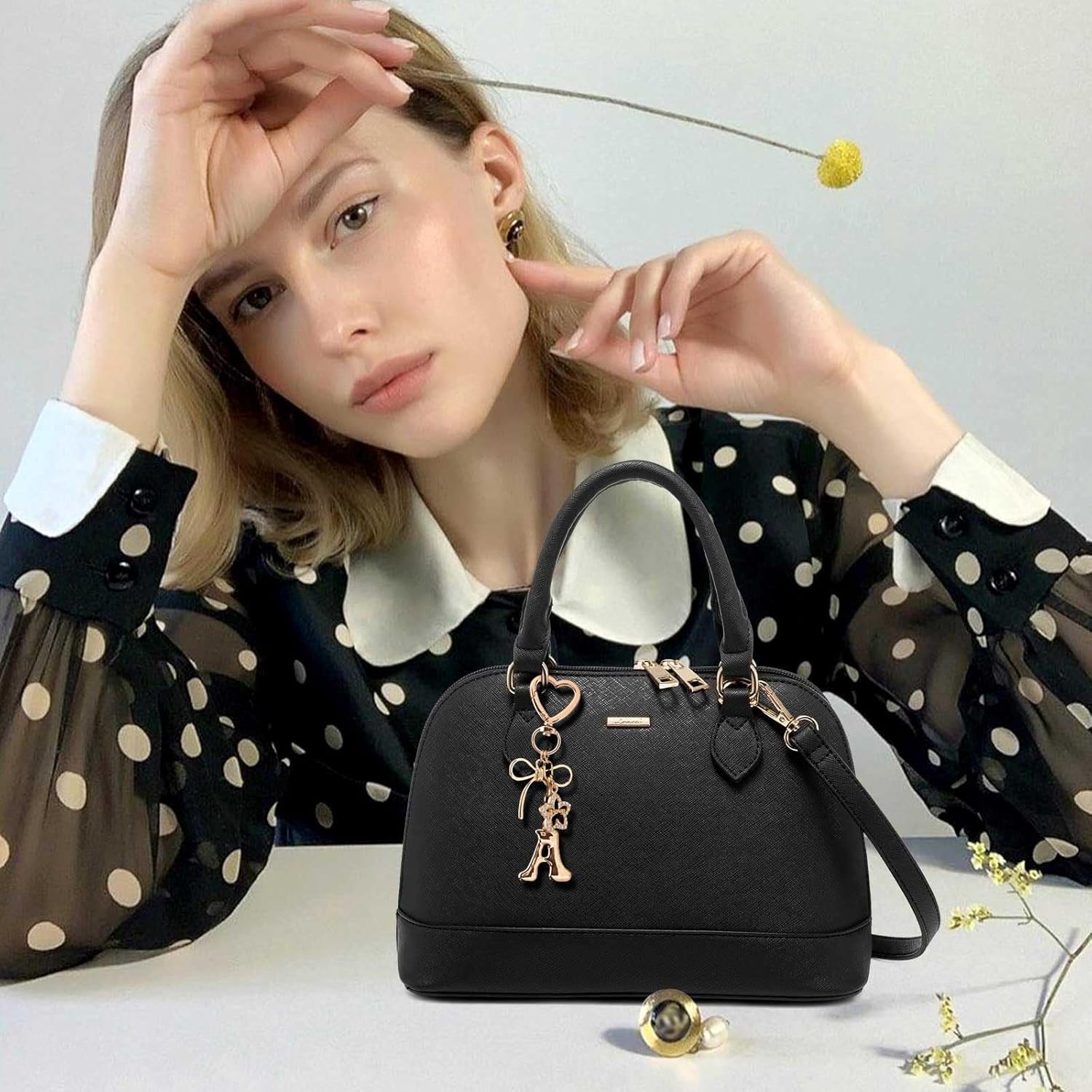 Gold Bubble Letter Bag Charms for Handbags Backpacks, Chunky Initial Keychain Gifts Purse Charm Accessories for Women Girls - Image 5