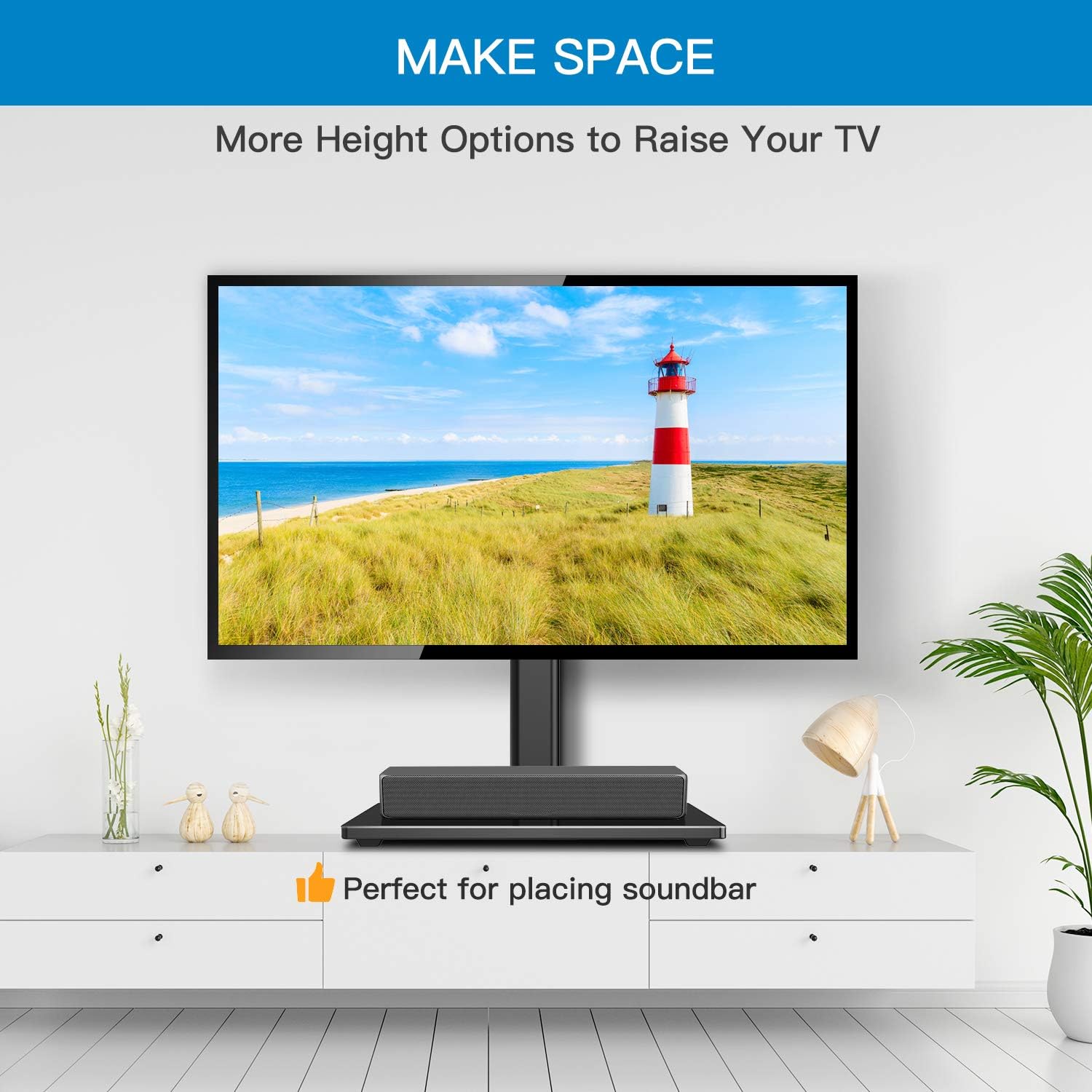 Amаzіng 🔥 PERLESMITH Universal TV Stand-Table Top TV Stand for 32-55 lnch LCD/OLED/Flat Screen/4K TVs - Height Adjustable TV Base Mount with Tempered Glass Base, VESA 400x400mm up to 88lbs (PSTVS14)